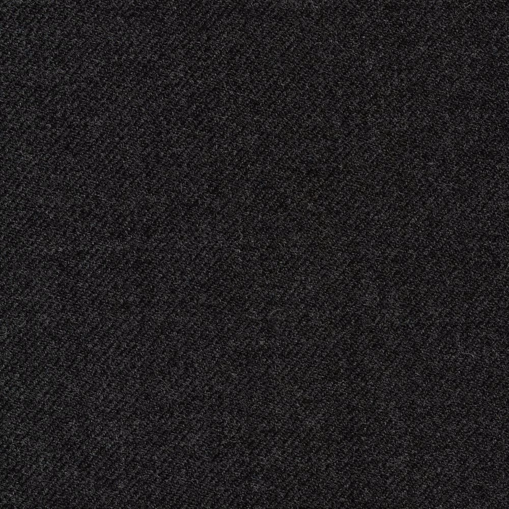 Near-black charcoal textile with fine diagonal twill weave and subtle grey flecks