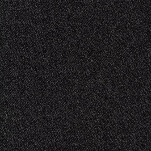 Near-black charcoal textile with fine diagonal twill weave and subtle grey flecks