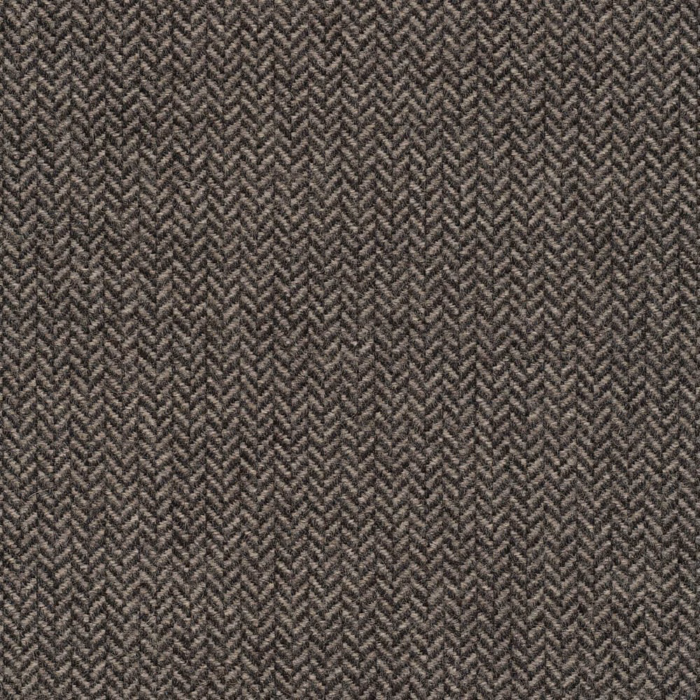 Close-up of warm graphite grey fabric with a small, tightly woven herringbone texture