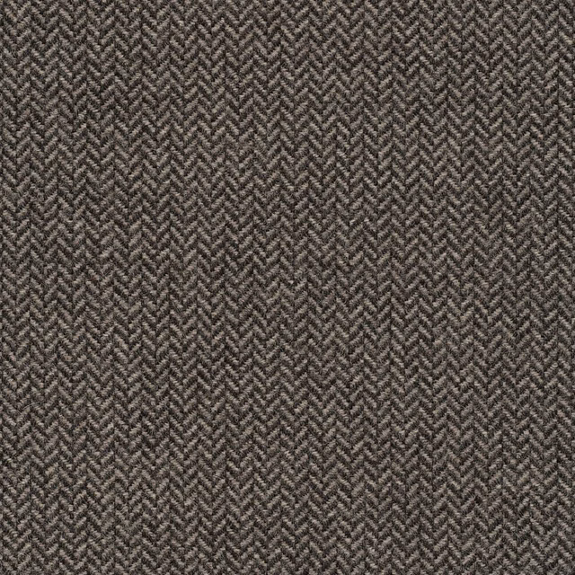 Close-up of warm graphite grey fabric with a small, tightly woven herringbone texture