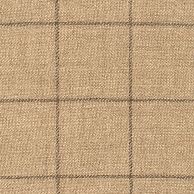 Warm sand-beige woven check with softly irregular taupe-grey lines