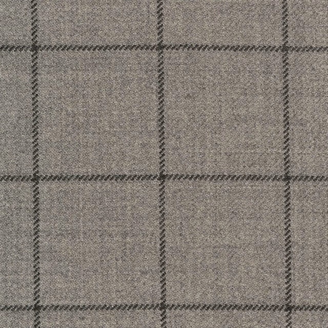 Steel-grey woven fabric with charcoal windowpane checks and a fine tactile surface