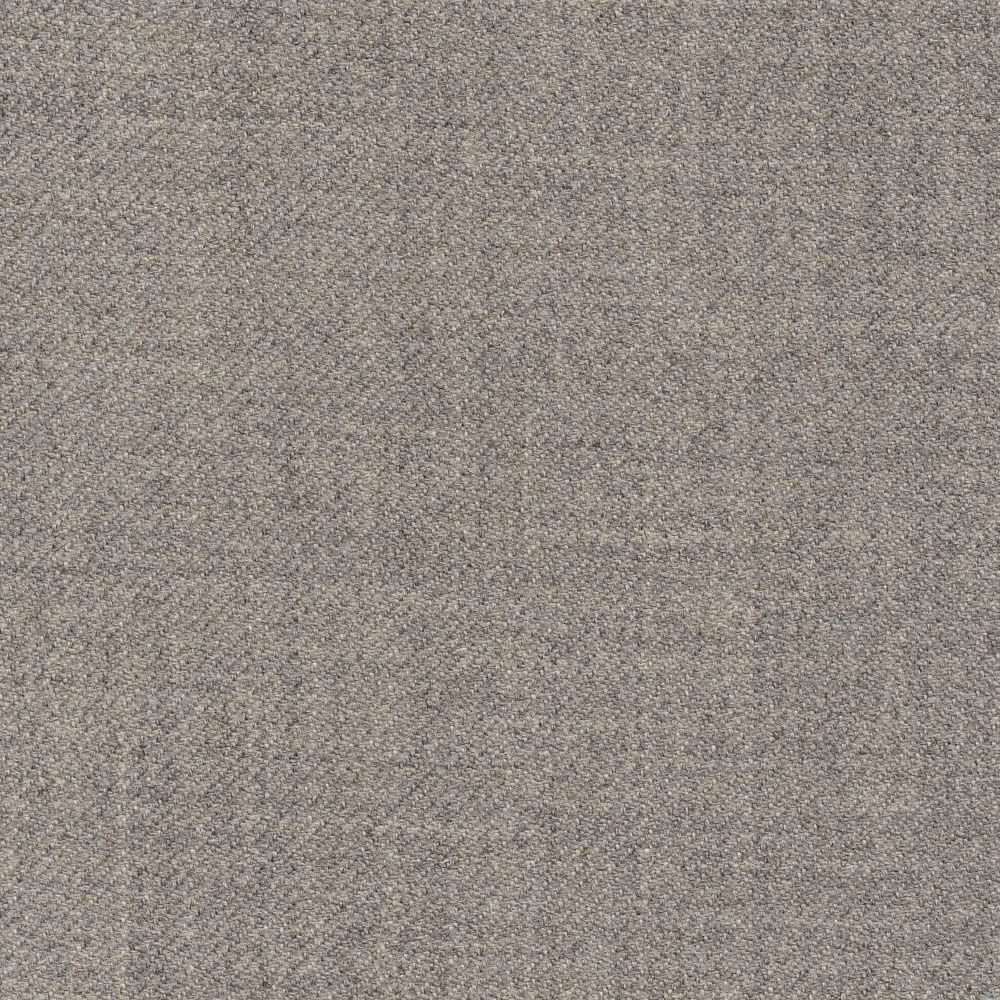 Close-up of cool steel-grey fabric with a fine flecked woven texture