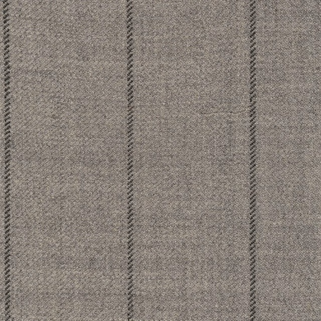 Steel-grey woven stripe with narrow charcoal lines and a softly flecked texture