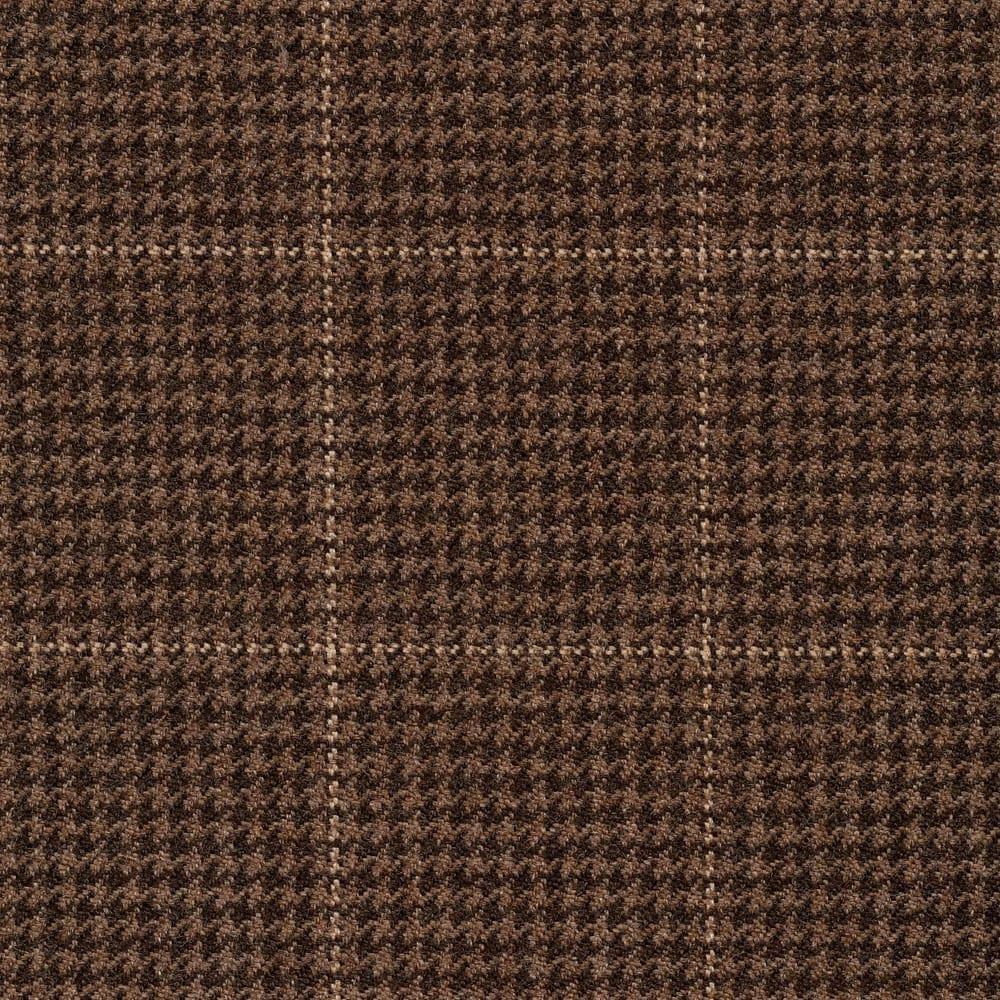Dark peat-brown woven swatch showing tiny herringbone texture and faint tonal checks.
