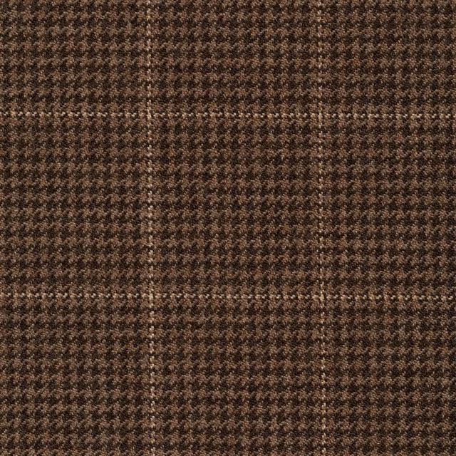 Dark peat-brown woven swatch showing tiny herringbone texture and faint tonal checks.
