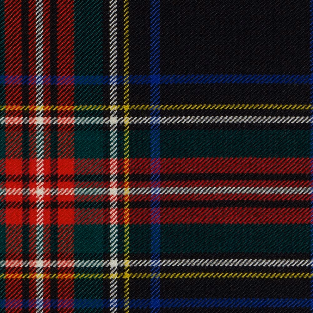 Black tartan weave with red, green, blue, yellow and white checks