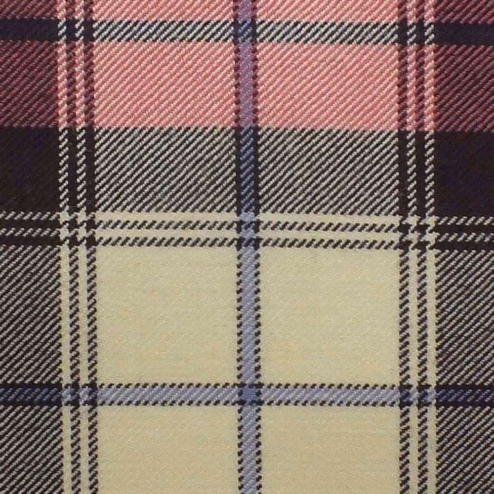 Blush pink, cream and charcoal large-check plaid with diagonal woven texture