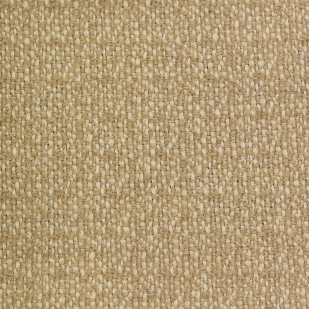 Warm cashew beige woven swatch with chunky slub texture and subtle taupe variation