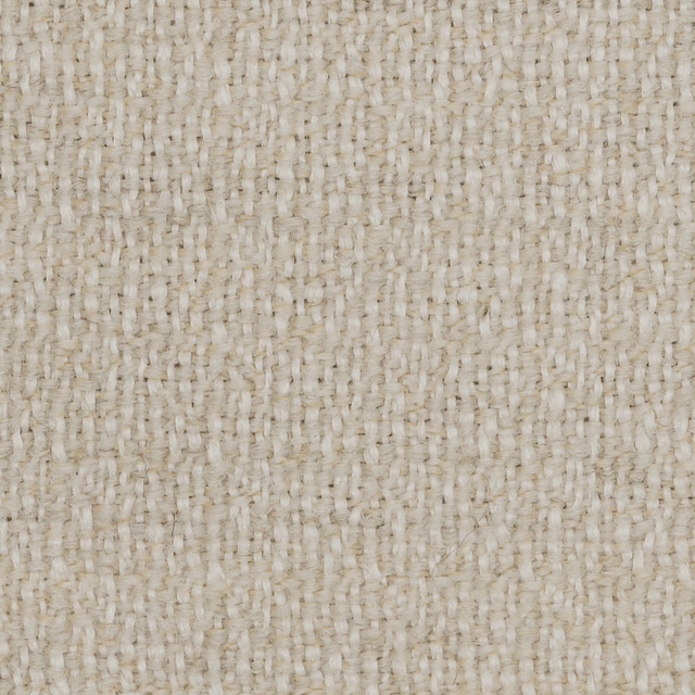 Close-up of warm ivory fabric with chunky oatmeal-flecked woven texture