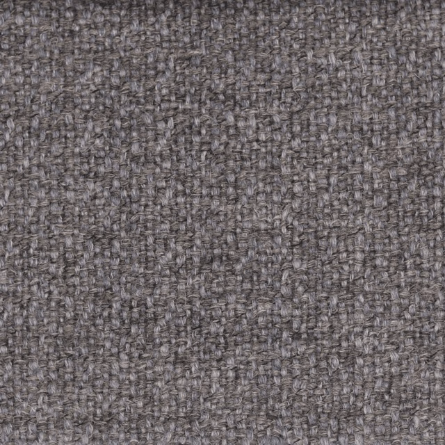 Close-up of cool smoke-grey wool-linen weave with flecked, knobbly texture