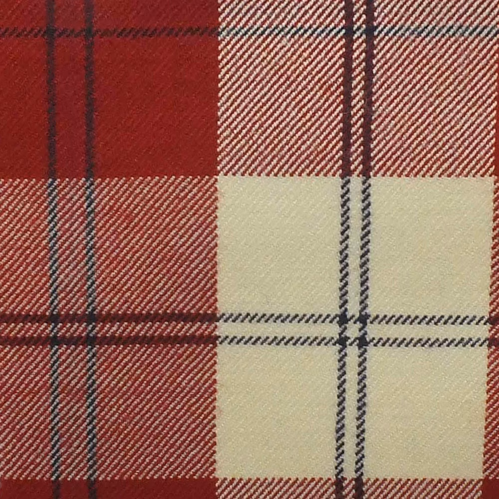 Cherry-red and cream tartan checks with dark woven lines and fine twill texture