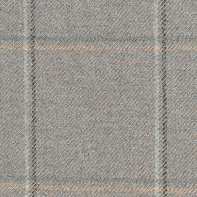 Mottled grey-taupe herringbone with muted blue-green and cream windowpane stripes