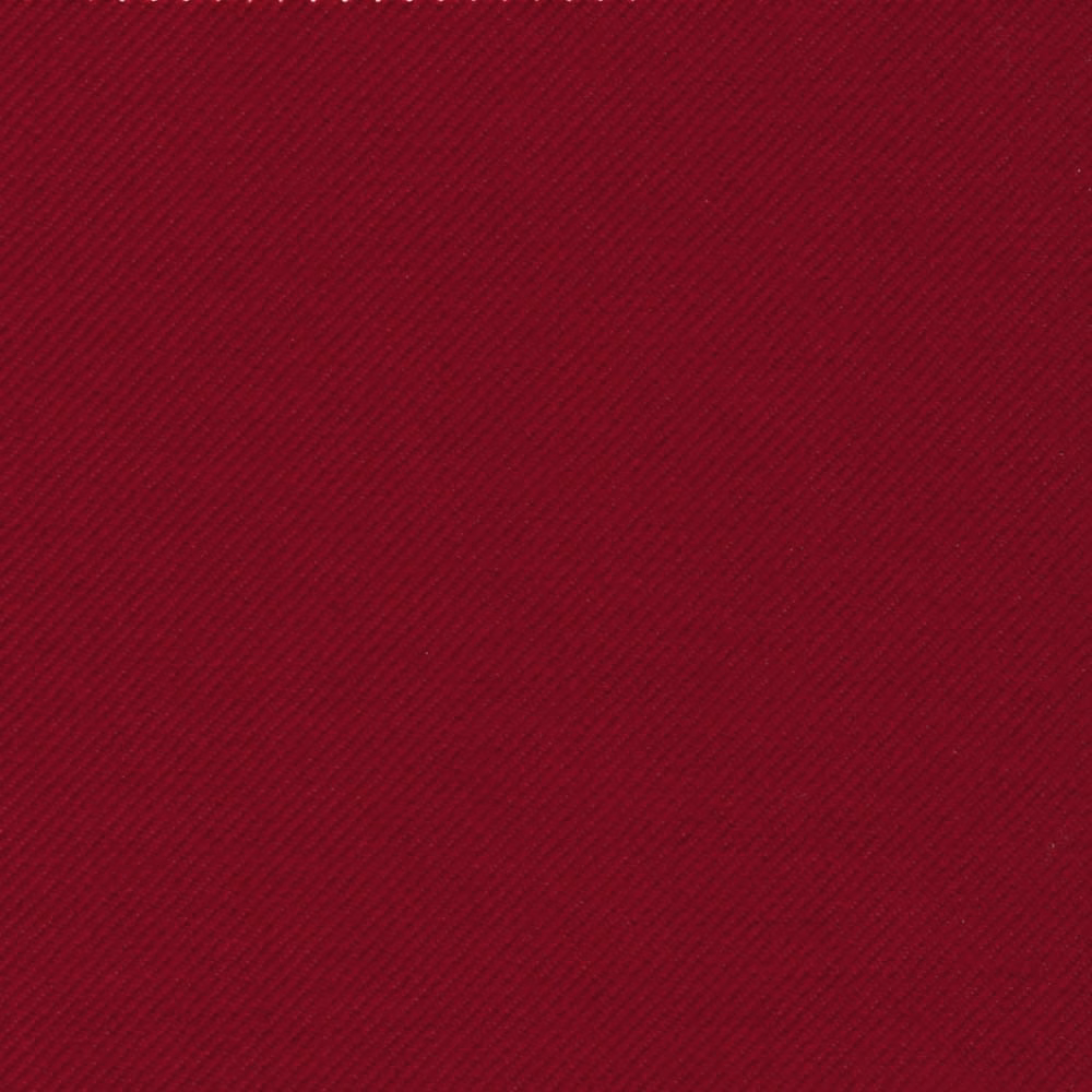 Deep burgundy red fabric with a fine, closely spaced diagonal twill weave
