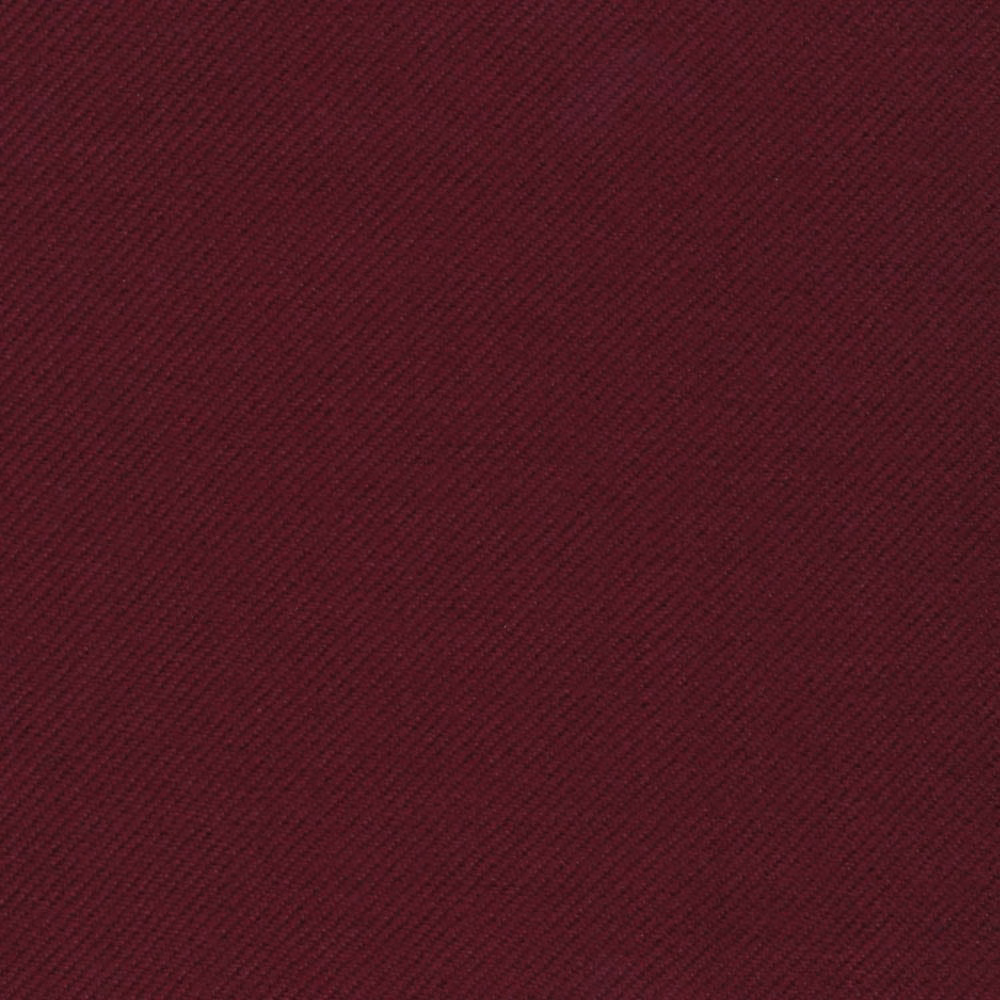 Deep claret-red twill with fine diagonal ribs and a compact woven surface