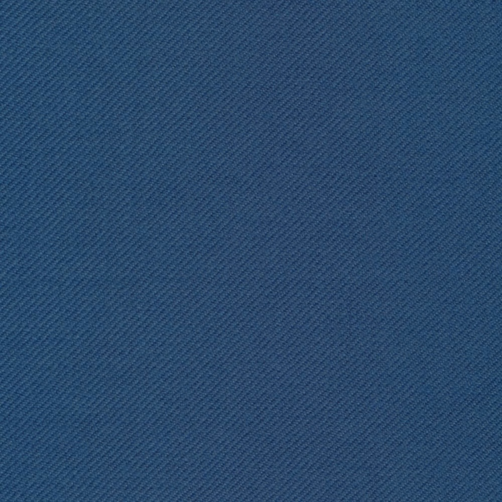 Close-up of deep cornflower-blue fabric with a fine diagonal twill texture