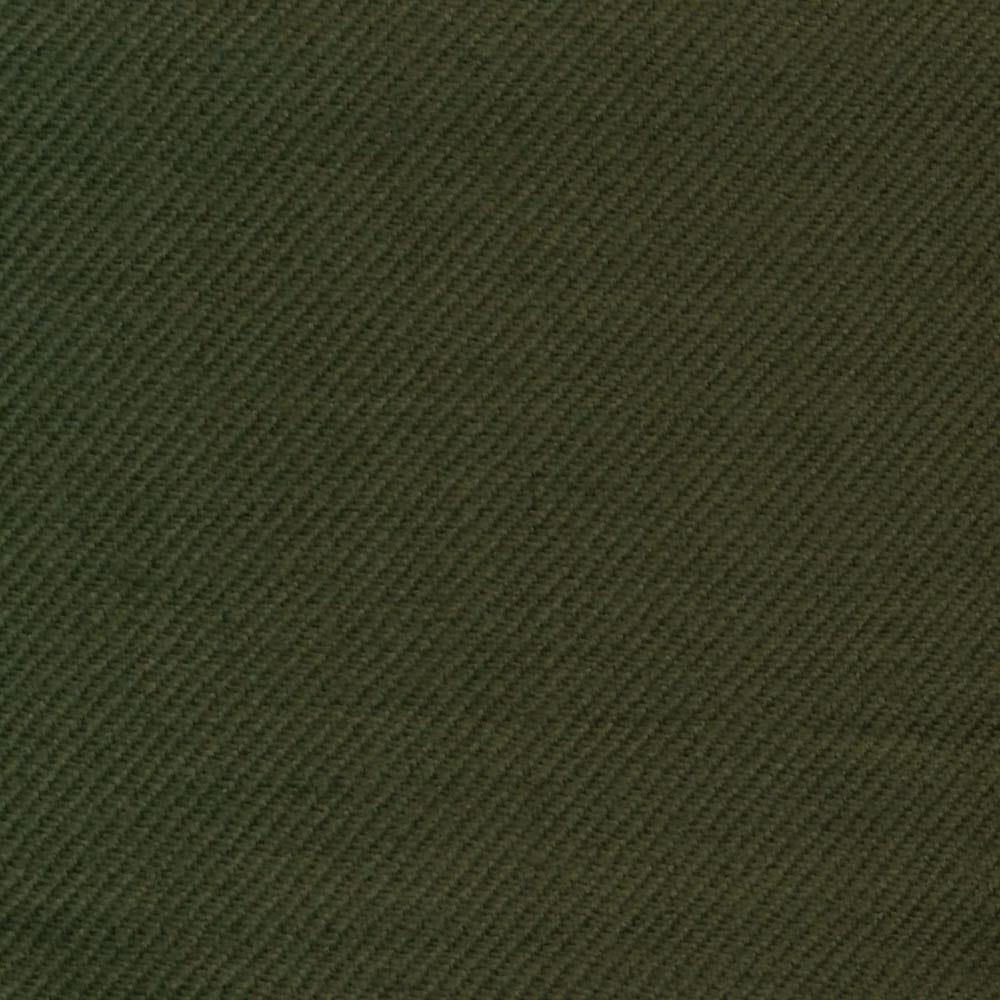 Deep moss-green fabric with a close diagonal twill weave and soft tonal depth
