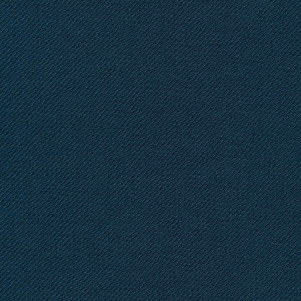 Close-up of dark petrol-blue twill with fine diagonal ridges and teal depth