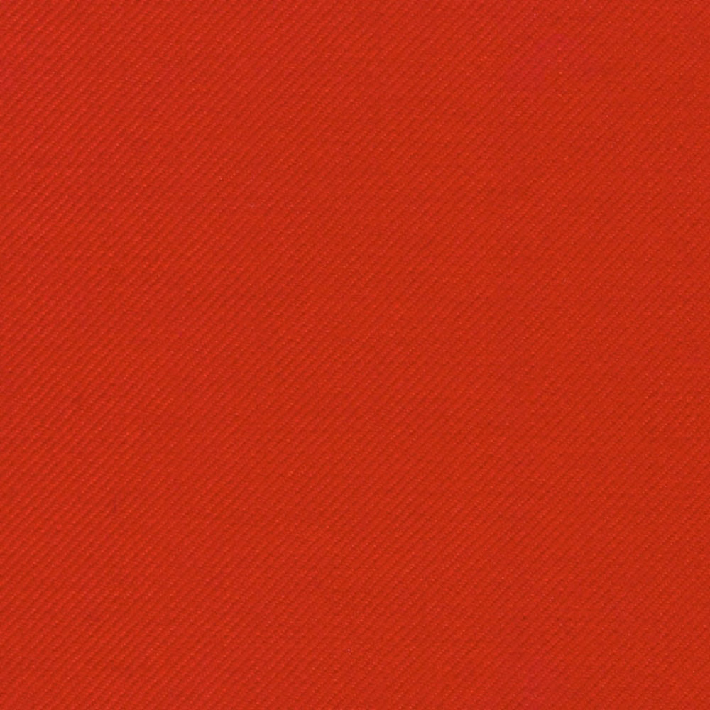 Vivid poppy-red fabric with fine, closely spaced diagonal twill ribs
