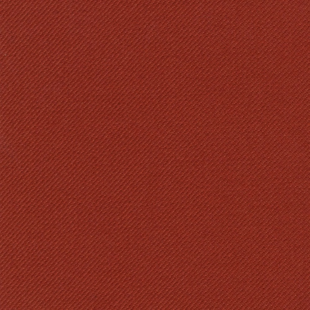 Warm terracotta-red twill swatch showing a fine, tightly ridged diagonal weave
