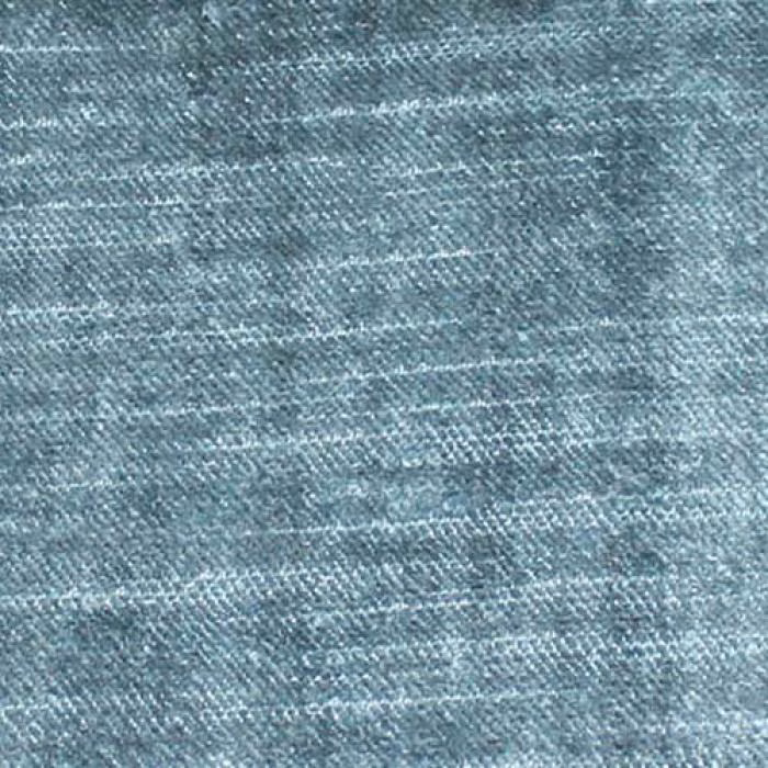 Close-up of cool slate blue plain-woven fabric with subtle horizontal texture
