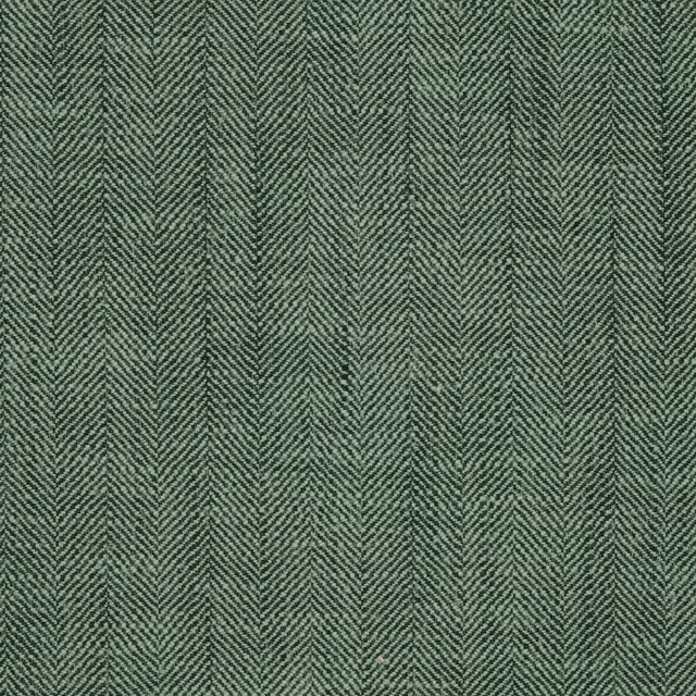 Muted sage green herringbone woven fabric with fine vertical striping