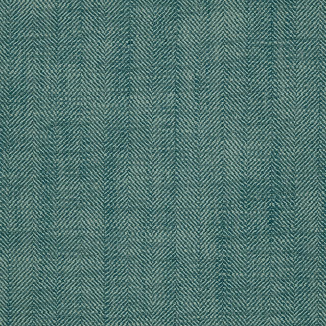 Teal-jade herringbone weave fabric with fine diagonal chevrons