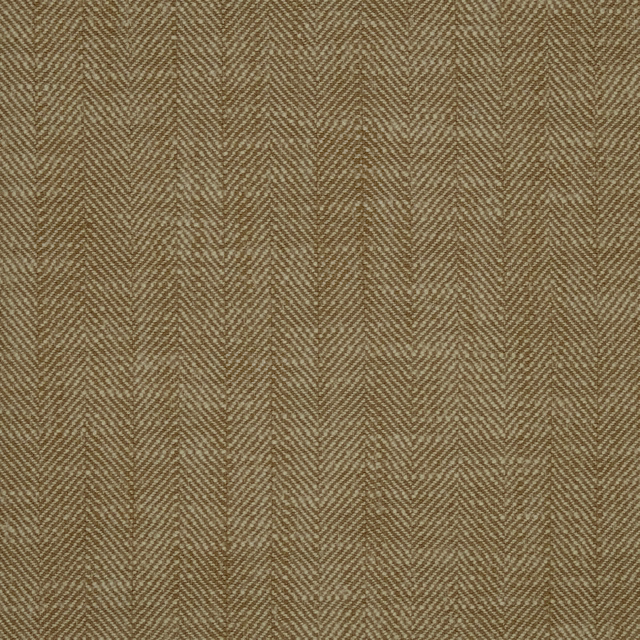 Close-up of warm praline beige herringbone woven fabric with subtle tonal stripes