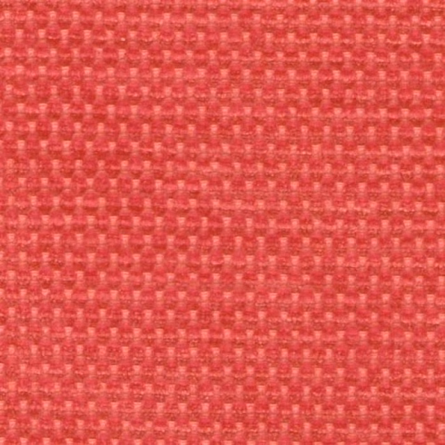 Close-up of a coral-red plain weave fabric with fine textured grain