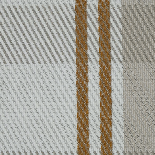 Large rust orange check woven across a pale textured fabric swatch