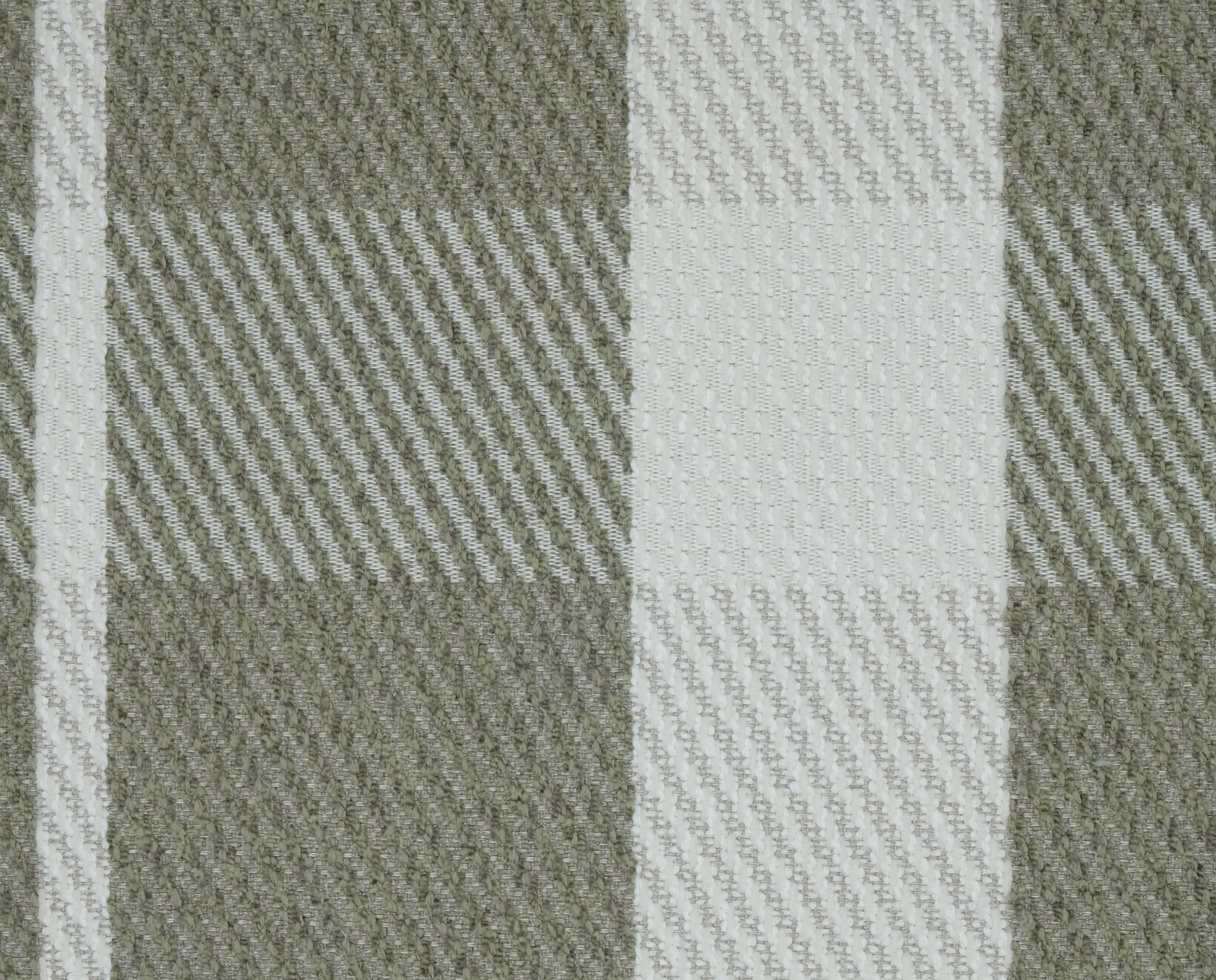 Large sage and cream checked woven fabric with a soft textured surface