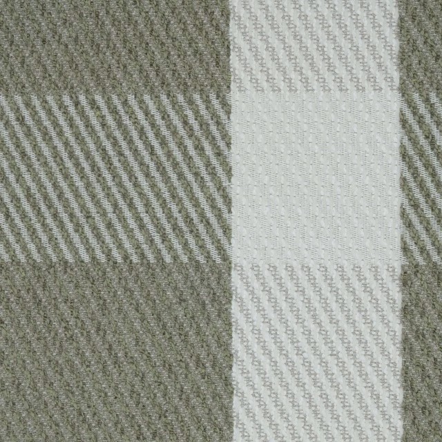 Large sage and cream checked woven fabric with a soft textured surface