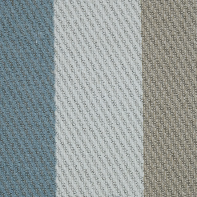 Three vertical woven stripes in oatmeal beige, ivory and dusty blue-grey
