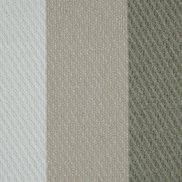 Close-up of muted sage and stone vertical stripe woven fabric