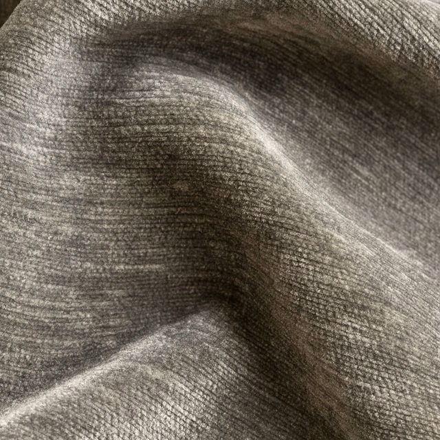 Soft French grey plain fabric with fine woven texture and gentle folds