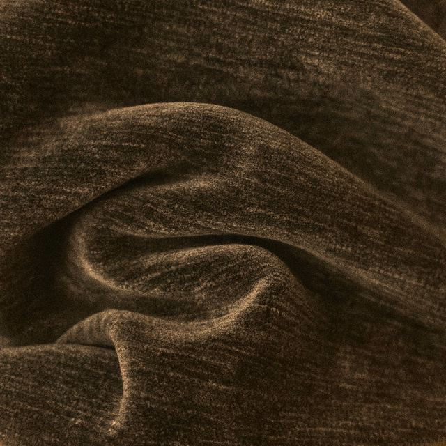 Deep cocoa brown plain fabric with a softly mottled, brushed texture