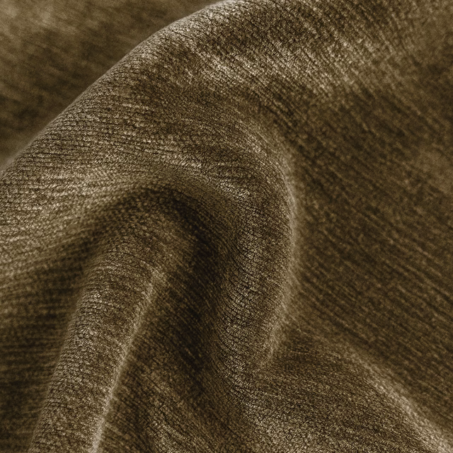 Close-up of deep truffle-brown plain fabric with subtle sheen and fine weave