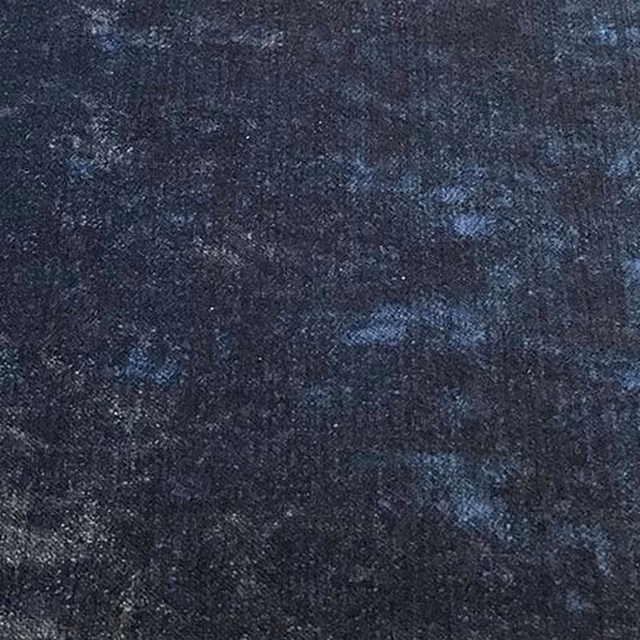 Dark prussian blue plain fabric with a softly mottled, textured surface