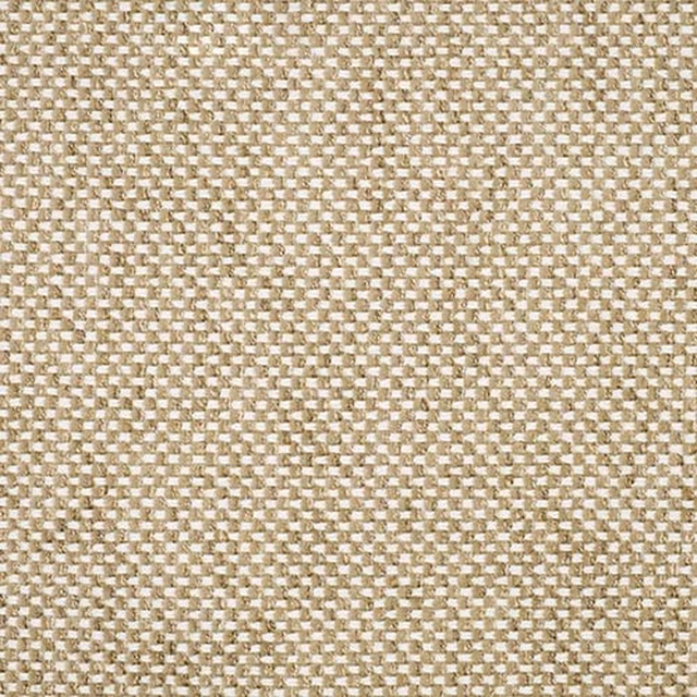 Close-up of a warm beige hessian-style woven fabric with tiny textured squares