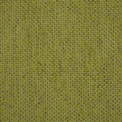 Close-up of lime green woven fabric with tiny dark flecks and a compact plain texture