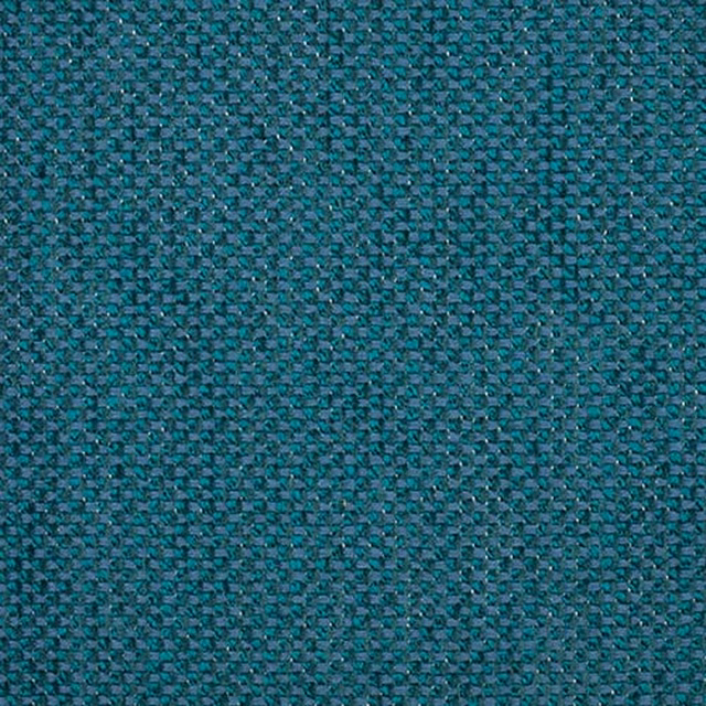 Close-up of a peacock teal plain weave fabric with small textured texture