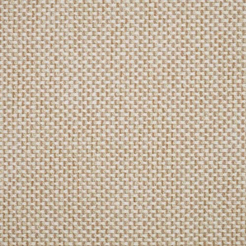 Close-up of warm sandy beige woven fabric with small basket texture