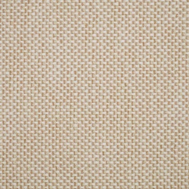 Close-up of warm sandy beige woven fabric with small basket texture