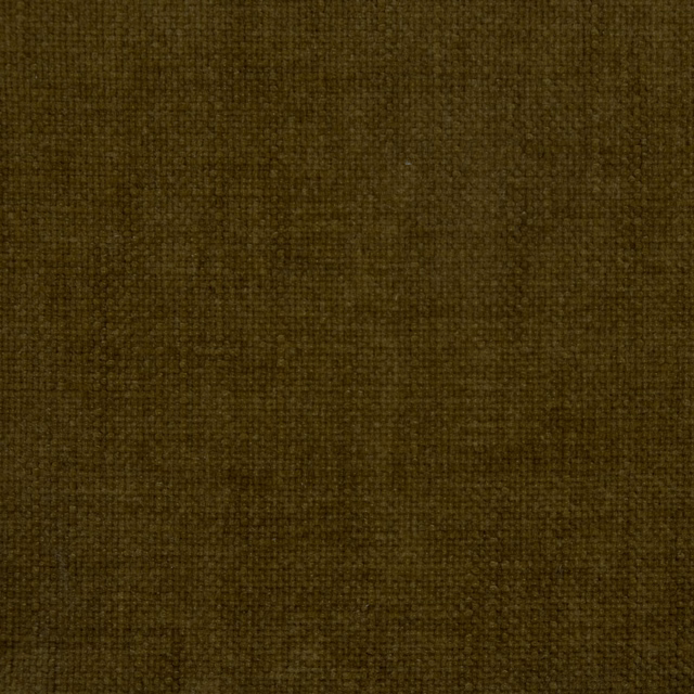 Close-up of a deep moss olive plain weave fabric with fine texture