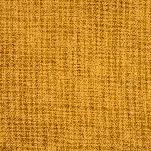 Close-up of a warm ochre-gold plain weave fabric with fine textured surface