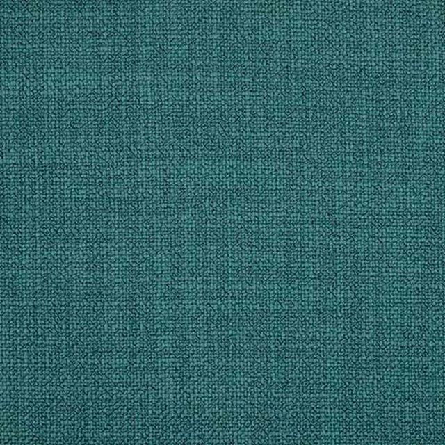 Close-up of a muted teal plain woven upholstery fabric with fine textured surface