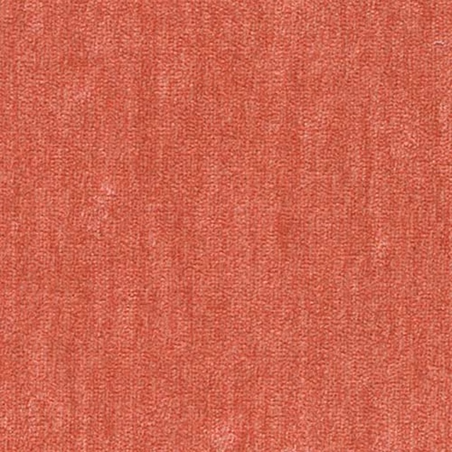 Coral-terracotta plain woven fabric swatch with subtle vertical texture