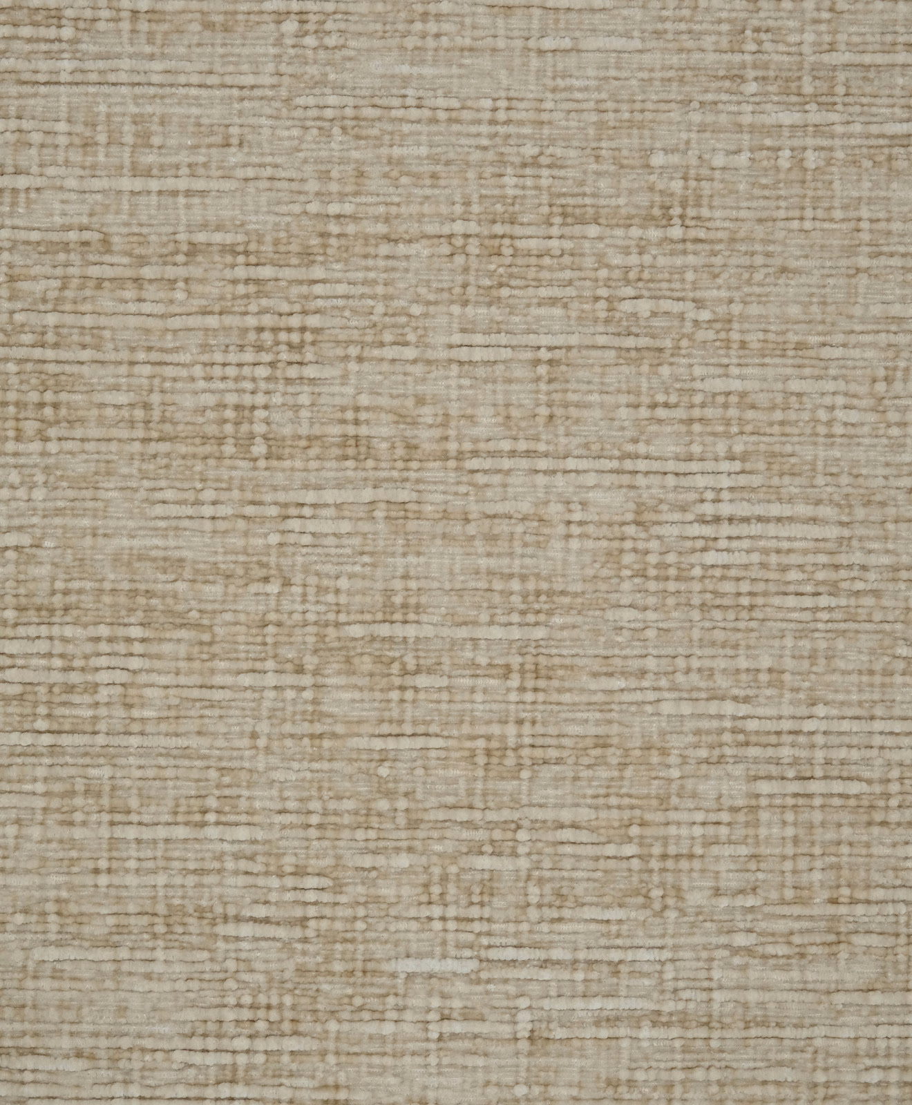 Close-up of warm barley-beige plain fabric with fine slubbed horizontal texture