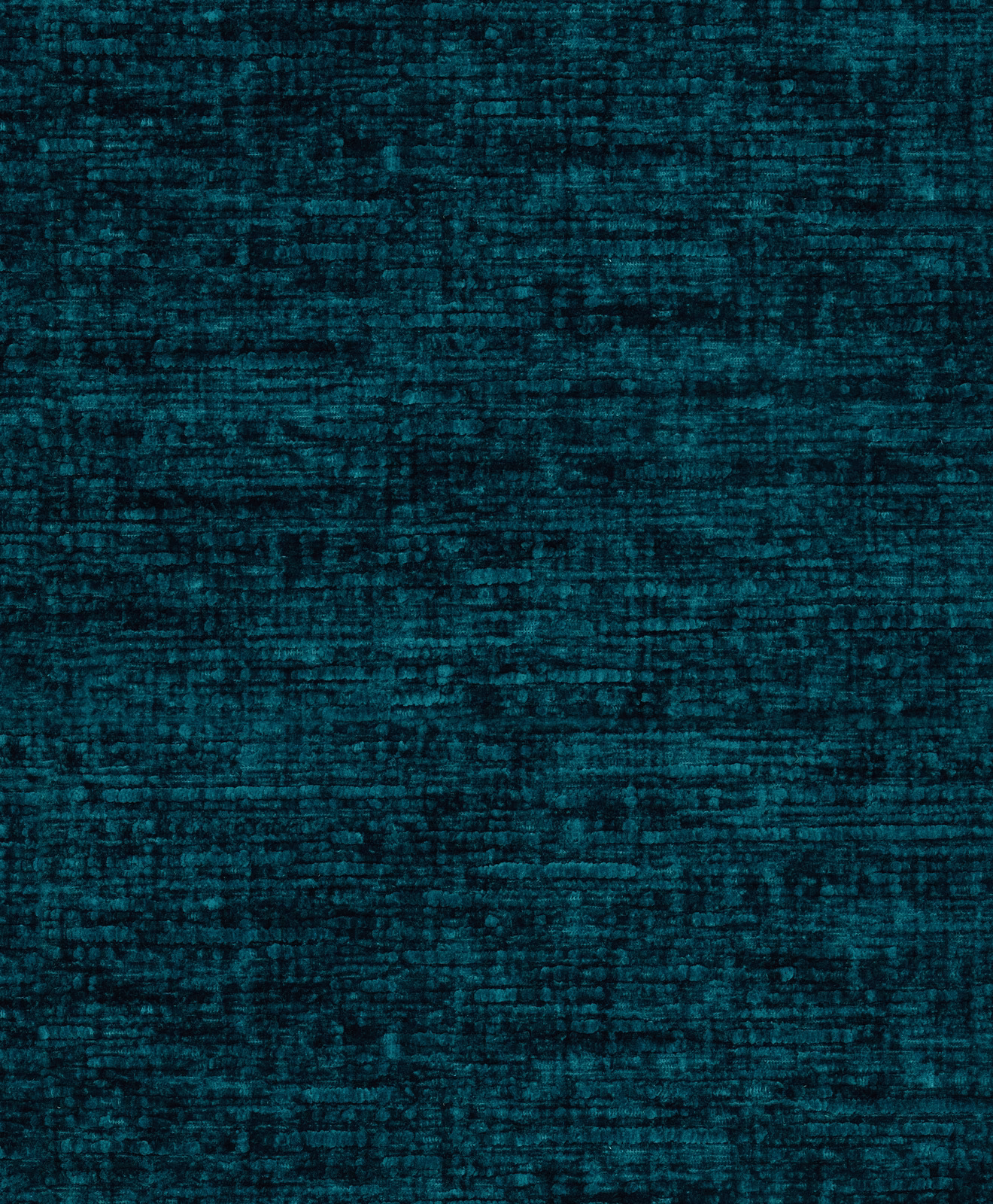 Deep peacock teal plain fabric swatch with soft horizontal striations and textured weave
