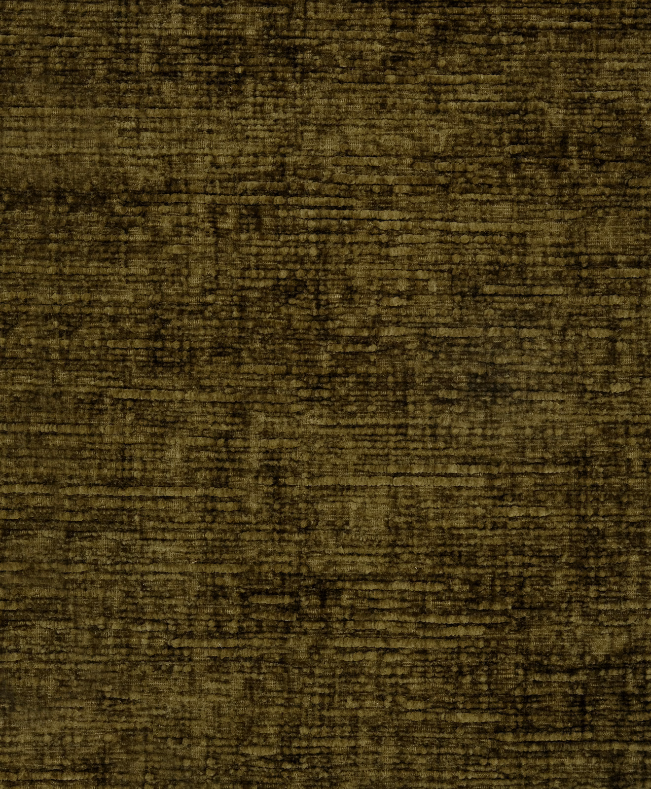 Textured olive-green plain fabric with dark mottled horizontal striations